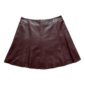 Veda Burgundy Leather Mini Skirt